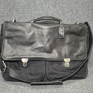 Vtg‎ COACH Black Leather/ Nylon Men's Briefcase Messenger Bag